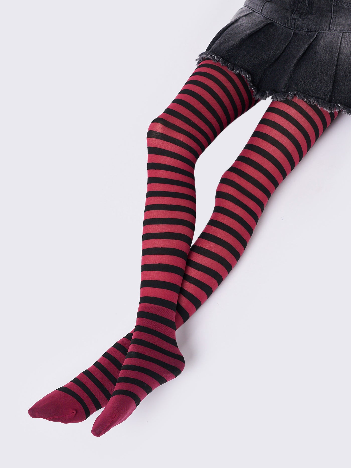 Red and Black Stripe Tights Pantyhose -  Finland