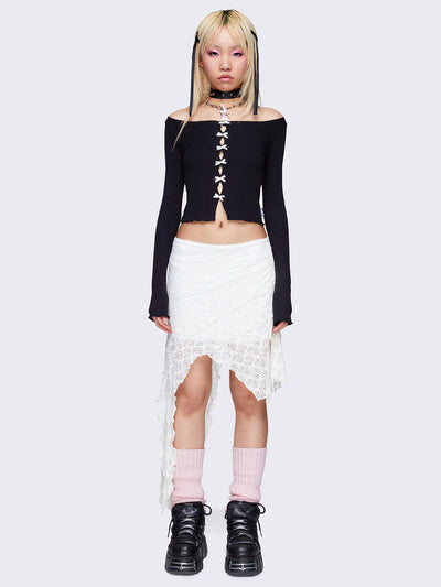 Audrey Lace Ruffled Asymmetrical Skirt