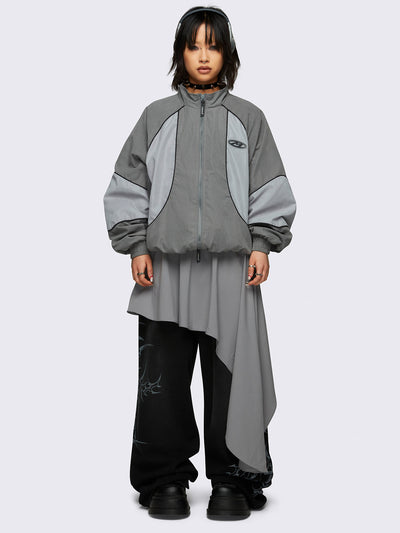 Colorblock boxy oversized windbreaker jacket in grey