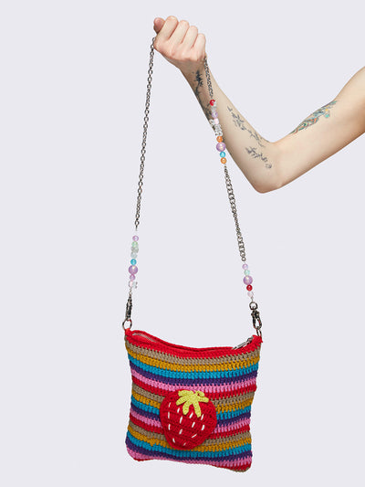 Berry Rainbow Striped Crochet Bag