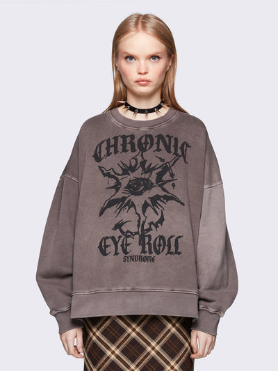 Oversized sweatshirt in washed brown with graphic front print.