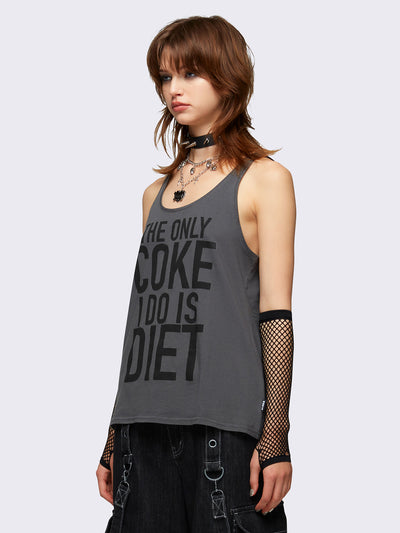 Loose tank top in grey with slogan front print