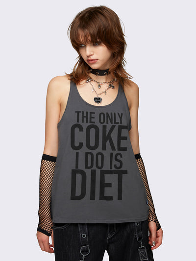 Loose tank top in grey with slogan front print