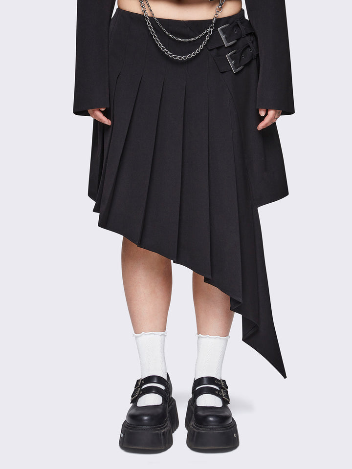 Black asymmetrical skirt hotsell