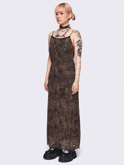 Nala Leopard Mesh Maxi Dress