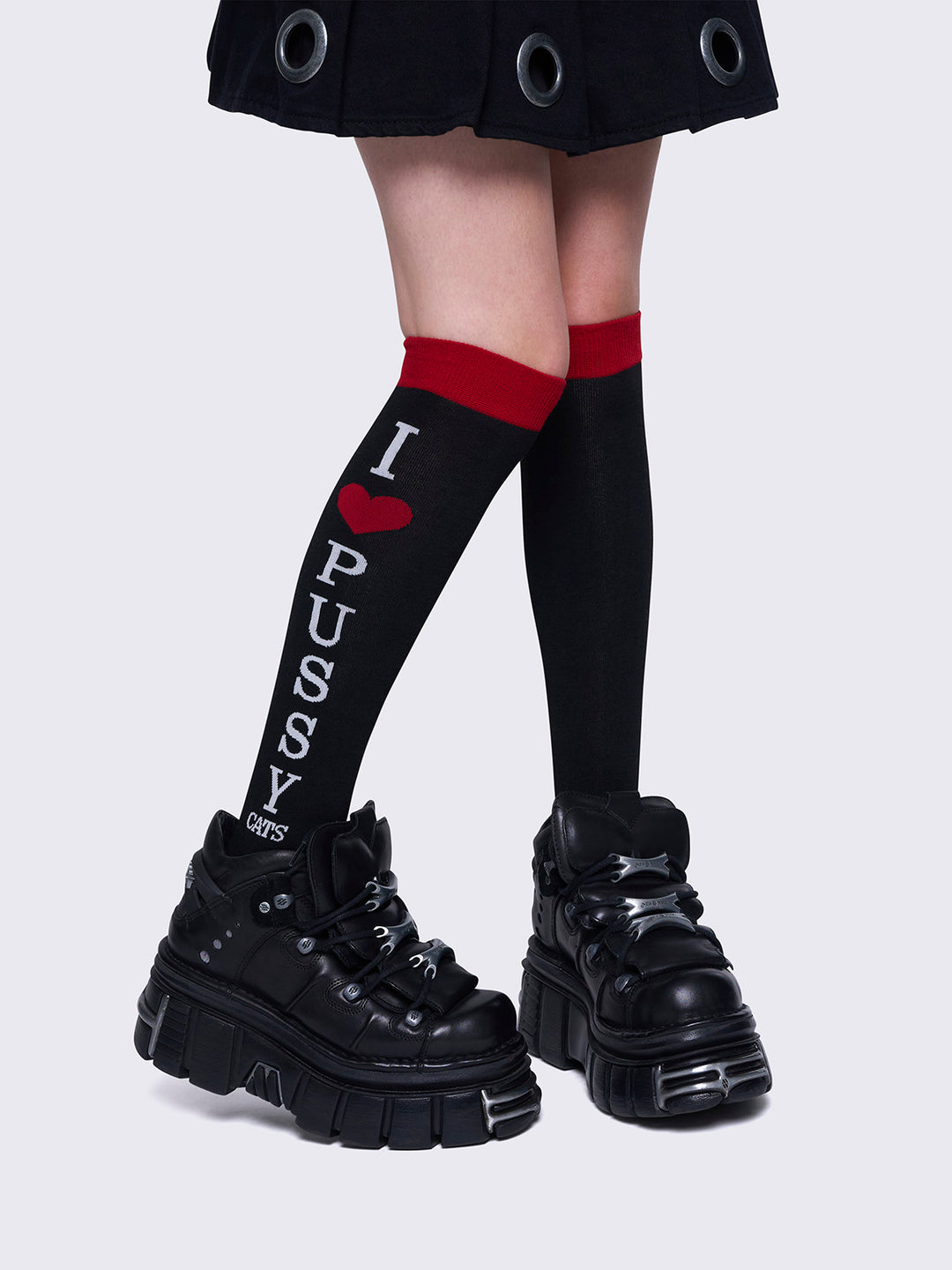 Black and red thigh high socks best sale