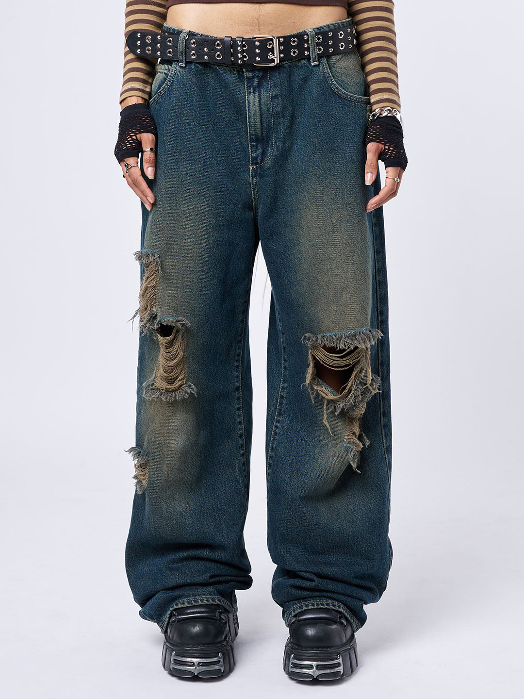 RIP' Washed Blue Loose Baggy Jeans | Y2K Jeans | Minga London