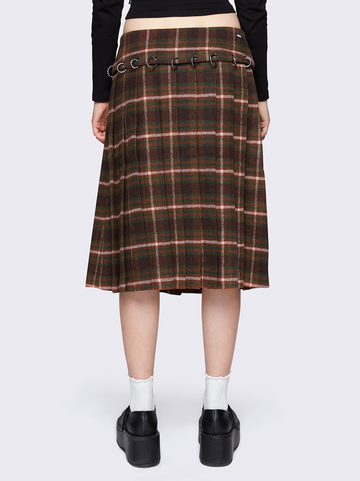 Plaid pleated skirt brown best sale