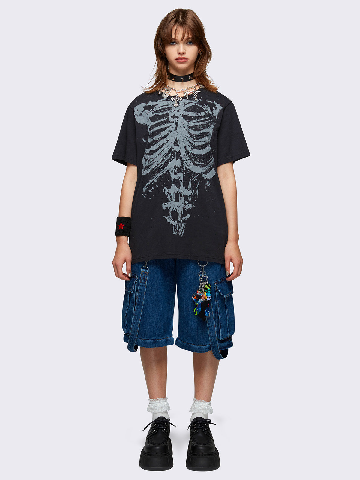 Shadowed Bones Black Graphic T-shirt