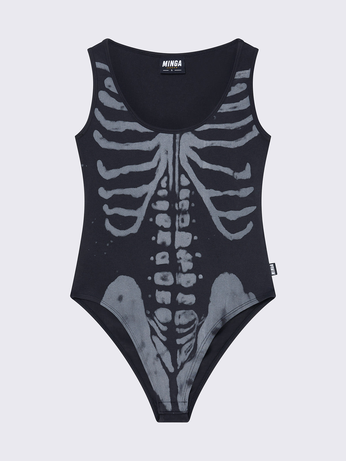 Black bodysuit with skeleton graphic print