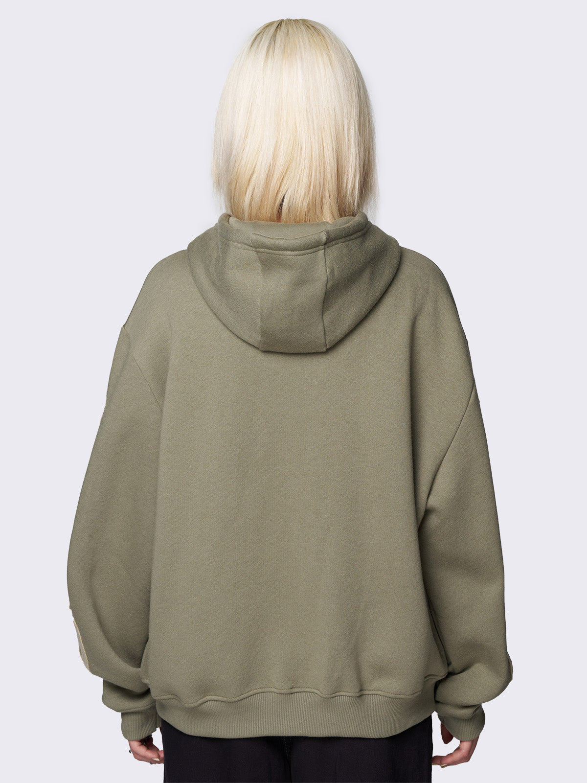 Skeleton Green Patch Oversized Zip Up Hoodie