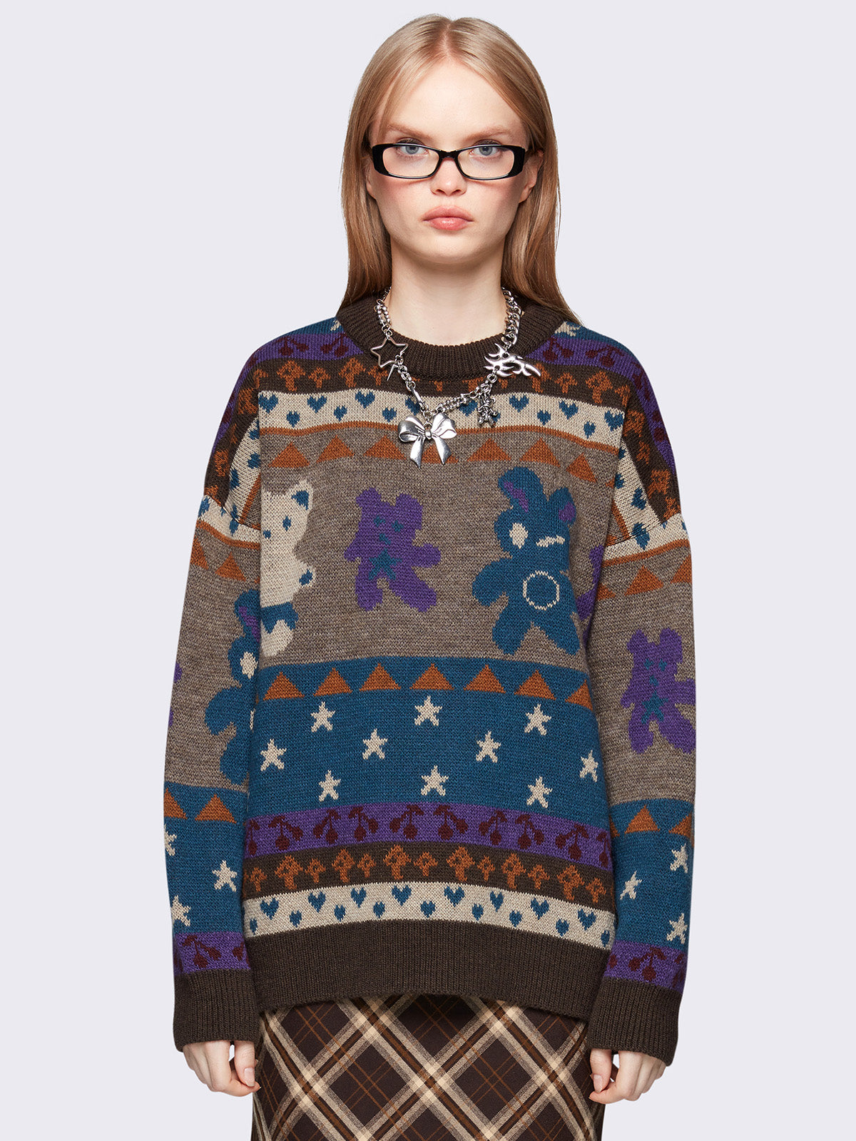 Teddy jacquard knit jumper