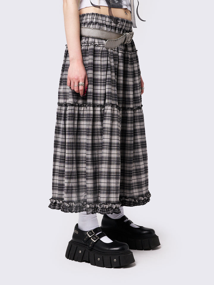 Black and white checkered maxi skirt hotsell