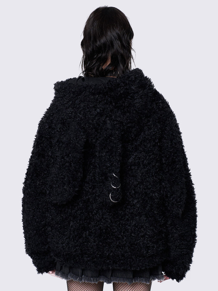 Faux fur jacket with store ears