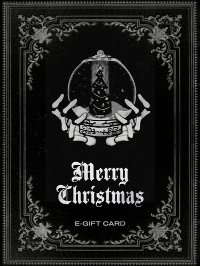 Merry Christmas e-gift card with Christmas tree and dark grunge vibe.