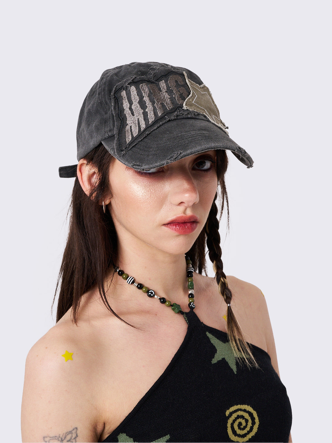 Black distressed baseball cap online