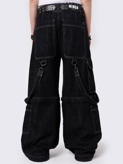 Trek Black Wide Leg Cargo Jeans