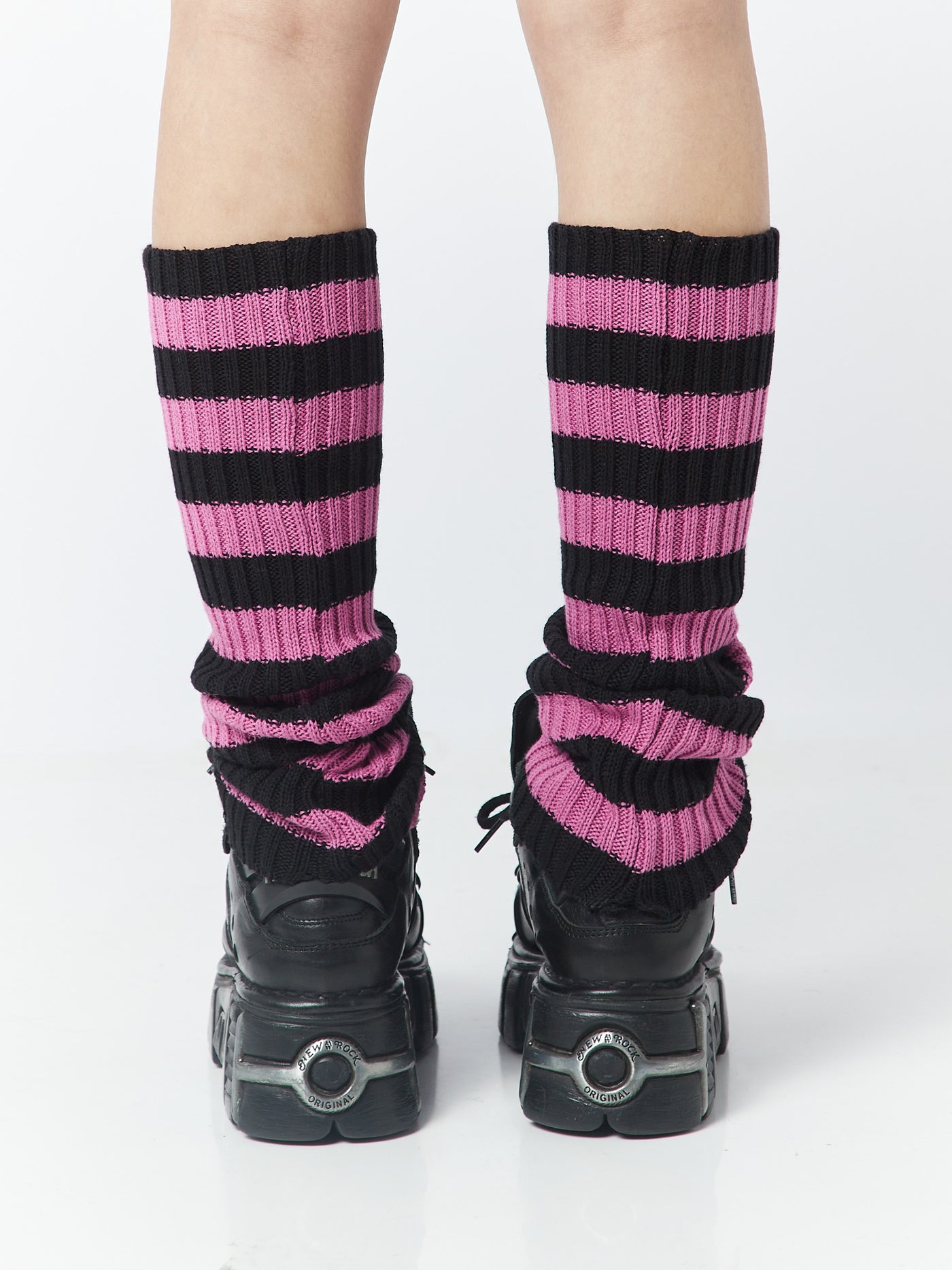 Black Pink Striped Leg Warmers - Y2K accessories