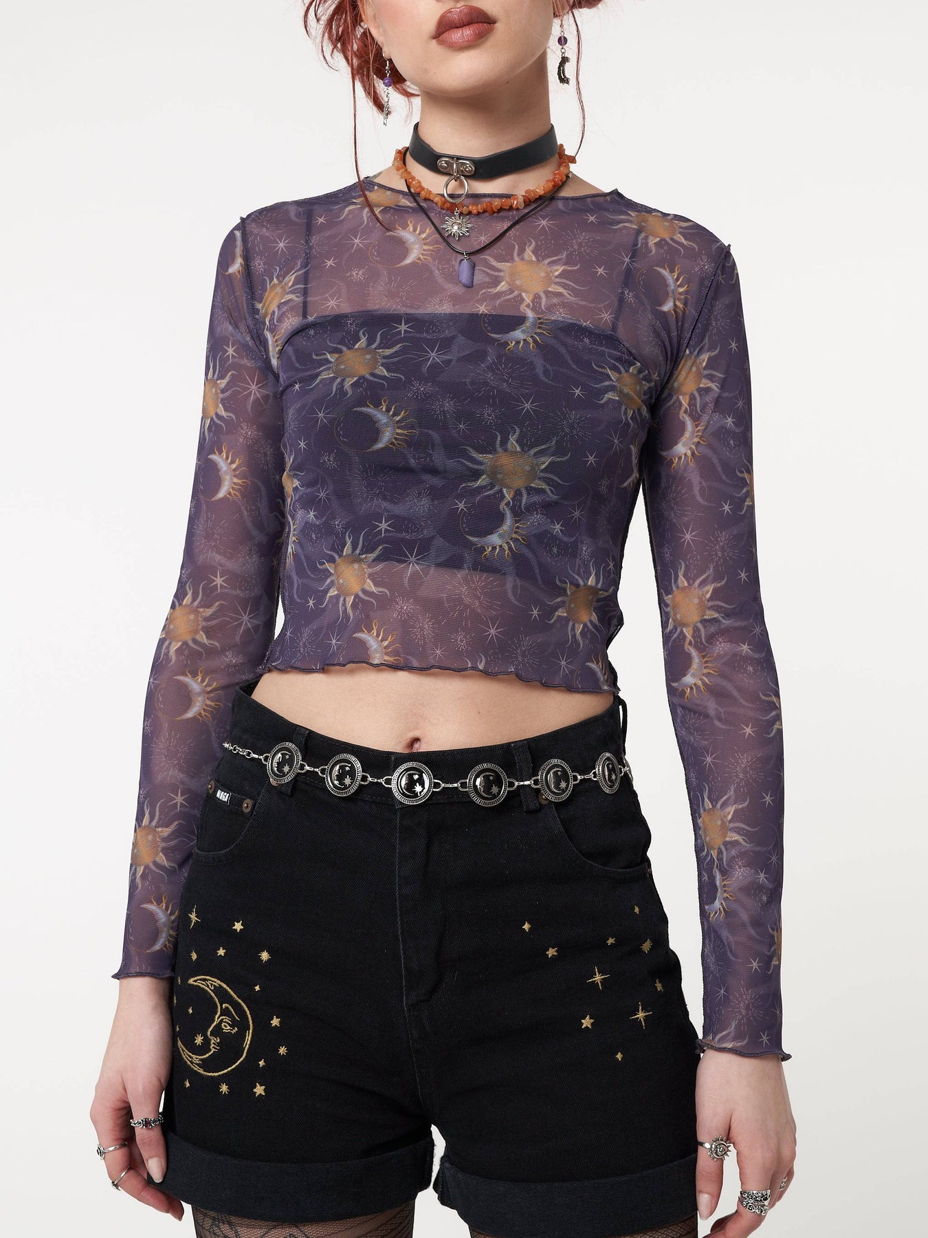 Purple mesh best sale crop top